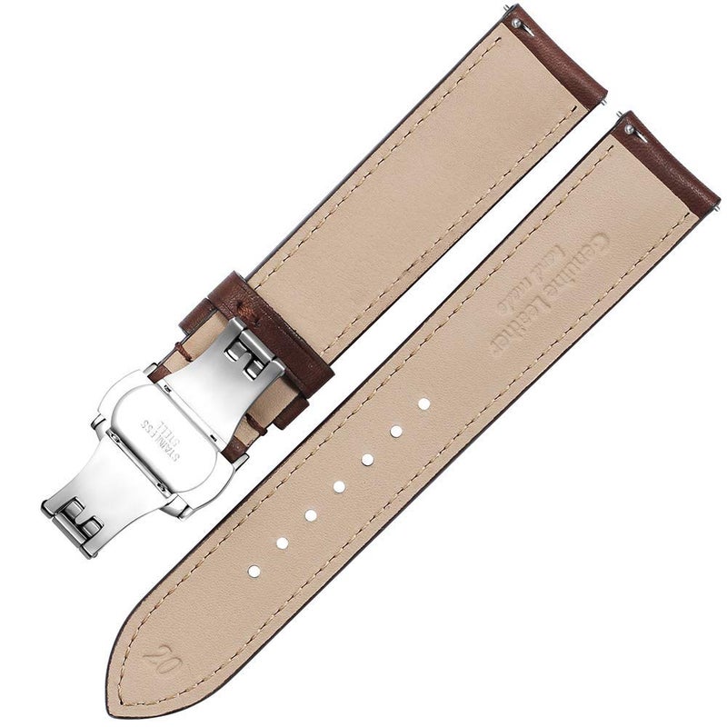 iStrap Quick Release Watch Band - Top Grain Leather Replacement Quickfit Strap - Stainless Steel Buckle - 18mm, 19mm, 20mm, 21mm 22mm,24mm for Men Women - Image 4